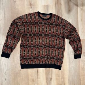 Zara Men's Crewneck Sweater - Black and Brown
